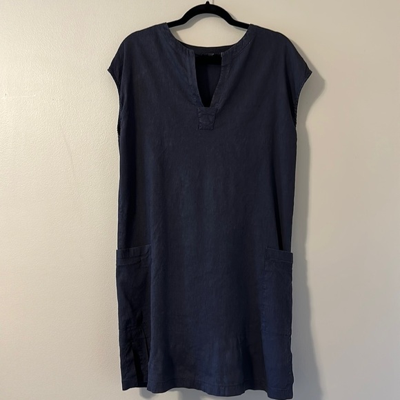 Theory Linen Blend Navy Shift Dress w/Pockets Size Medium - Picture 1 of 10